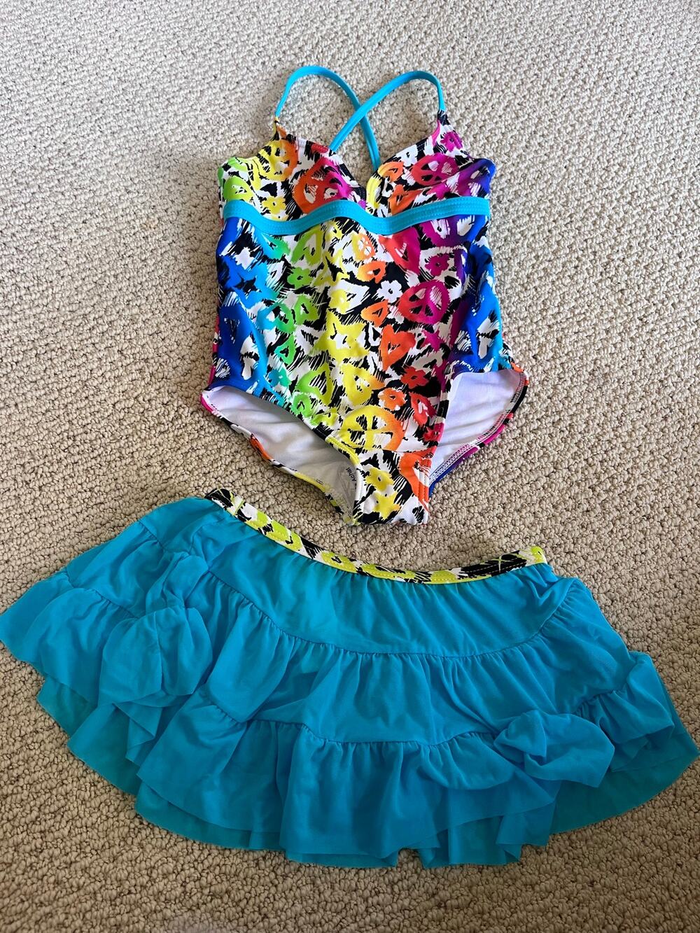 BRAND NEW Girls 7/8 One Piece Swimsuit with Skirt